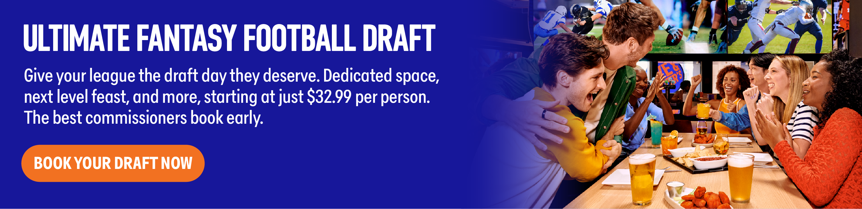 Draft day wins start here. Bring the league to D&B for the ultimate Fantasy Football Draft Party - complete with food, drinks, big screens, & plant of game-day energy.